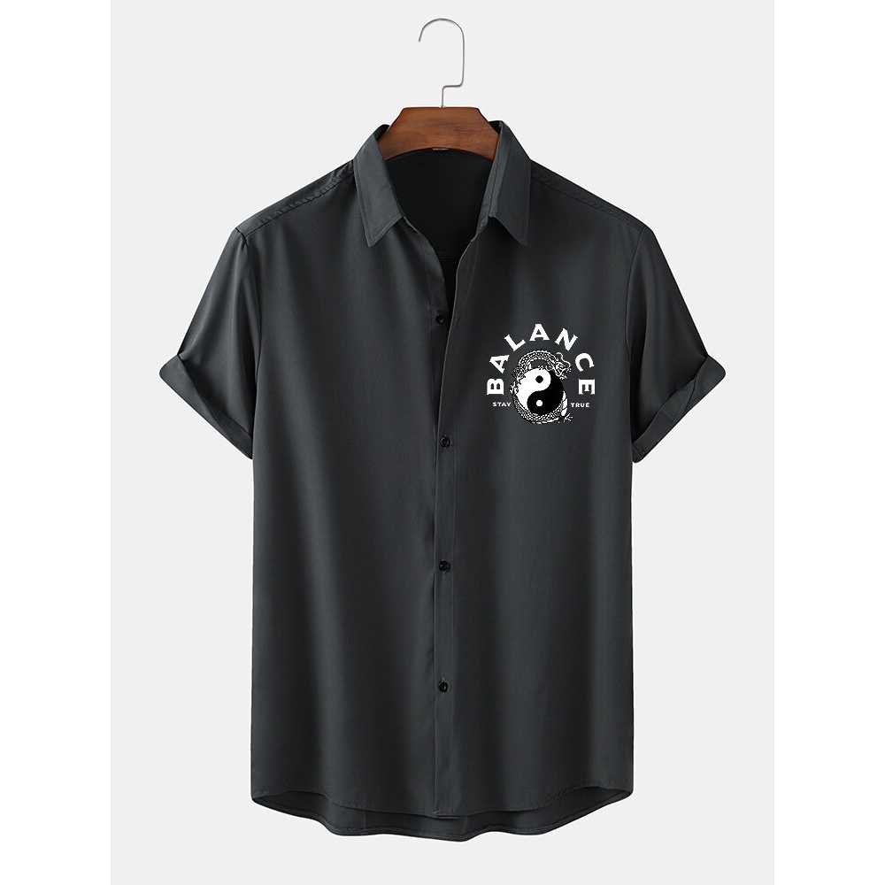 Mens Gossip Array Pattern Short Sleeve Shirts - White S