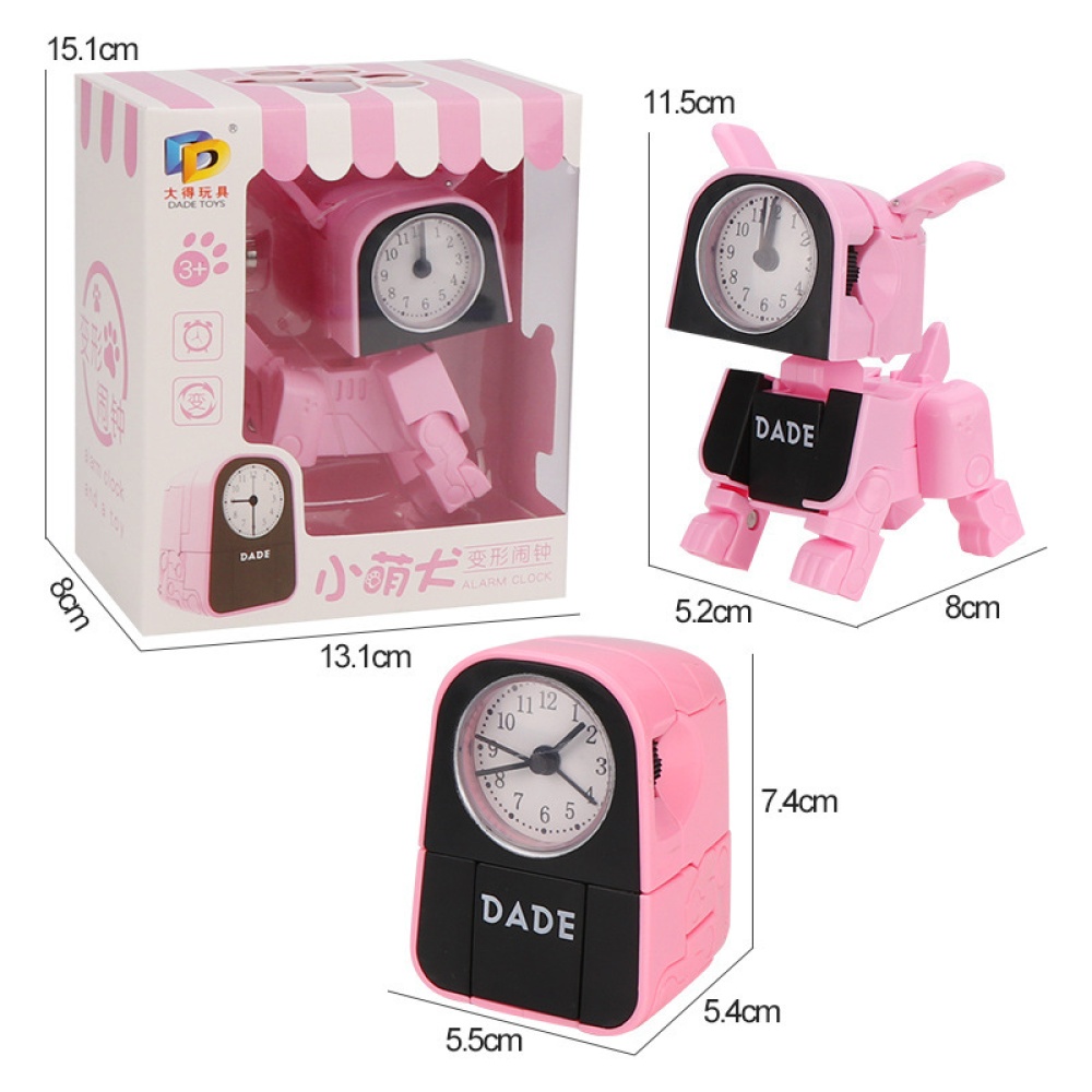 Electronic Alarm Clock Multifunctional Cute Dog Robot Pink - Image 3