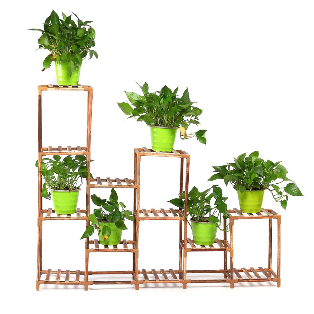 Multi-Tier Wooden Flower Pot Stand Indoor Outdoor Garden Plant Shelf Flower Succulent Storage Shelves Rack Display - Image 2