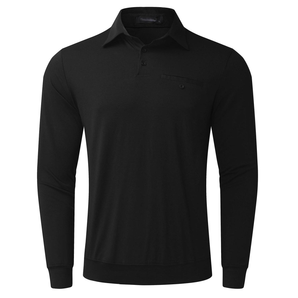 Homme Quick Dry T-Shirts Manche Longue Top Tee Chemise Coton Casual Classique Sports Shirts - M Black - Image 2