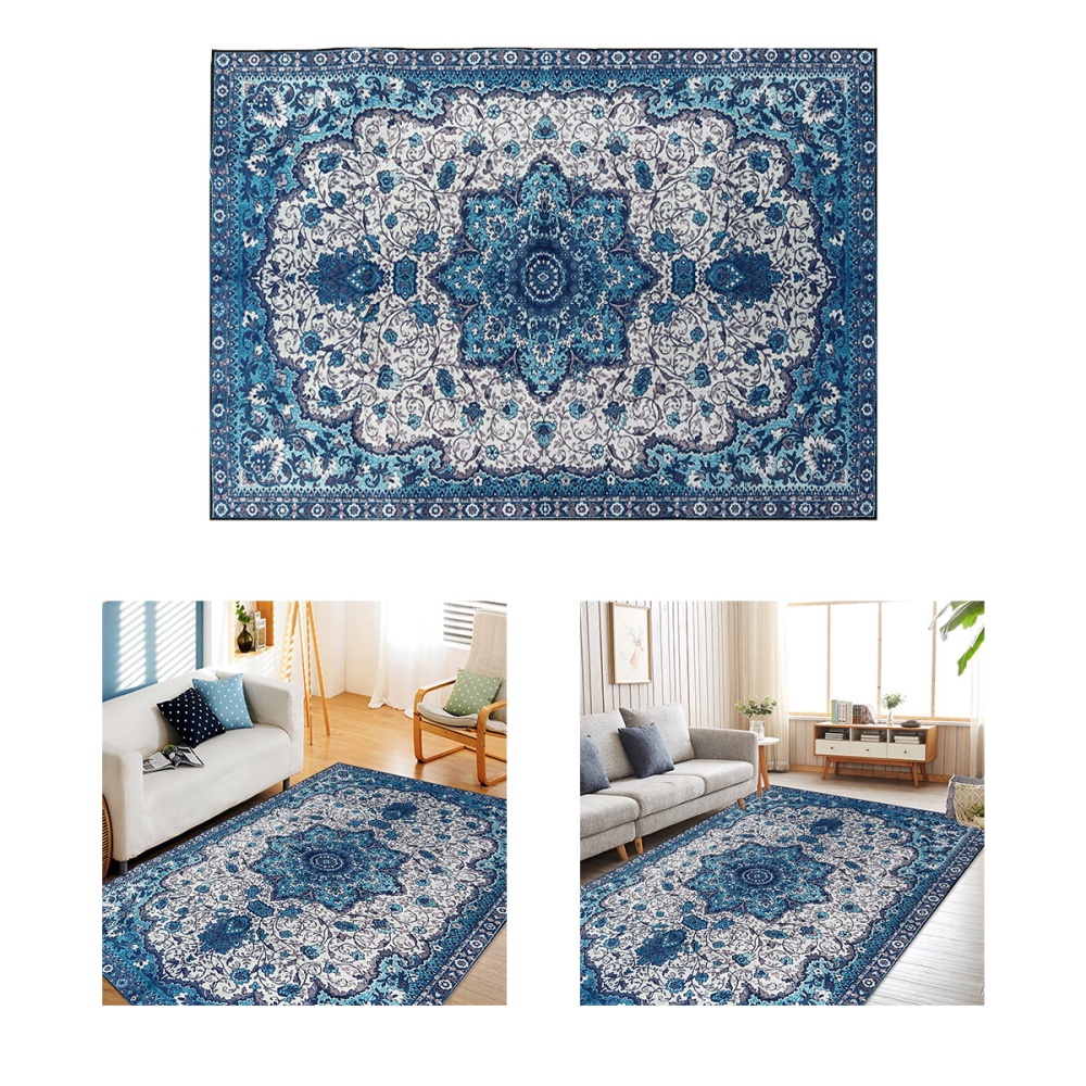 Premium Large Floor Rug Navy Blue Super Soft Print Traditional Persian Carpet - 120*160cm - Image 2