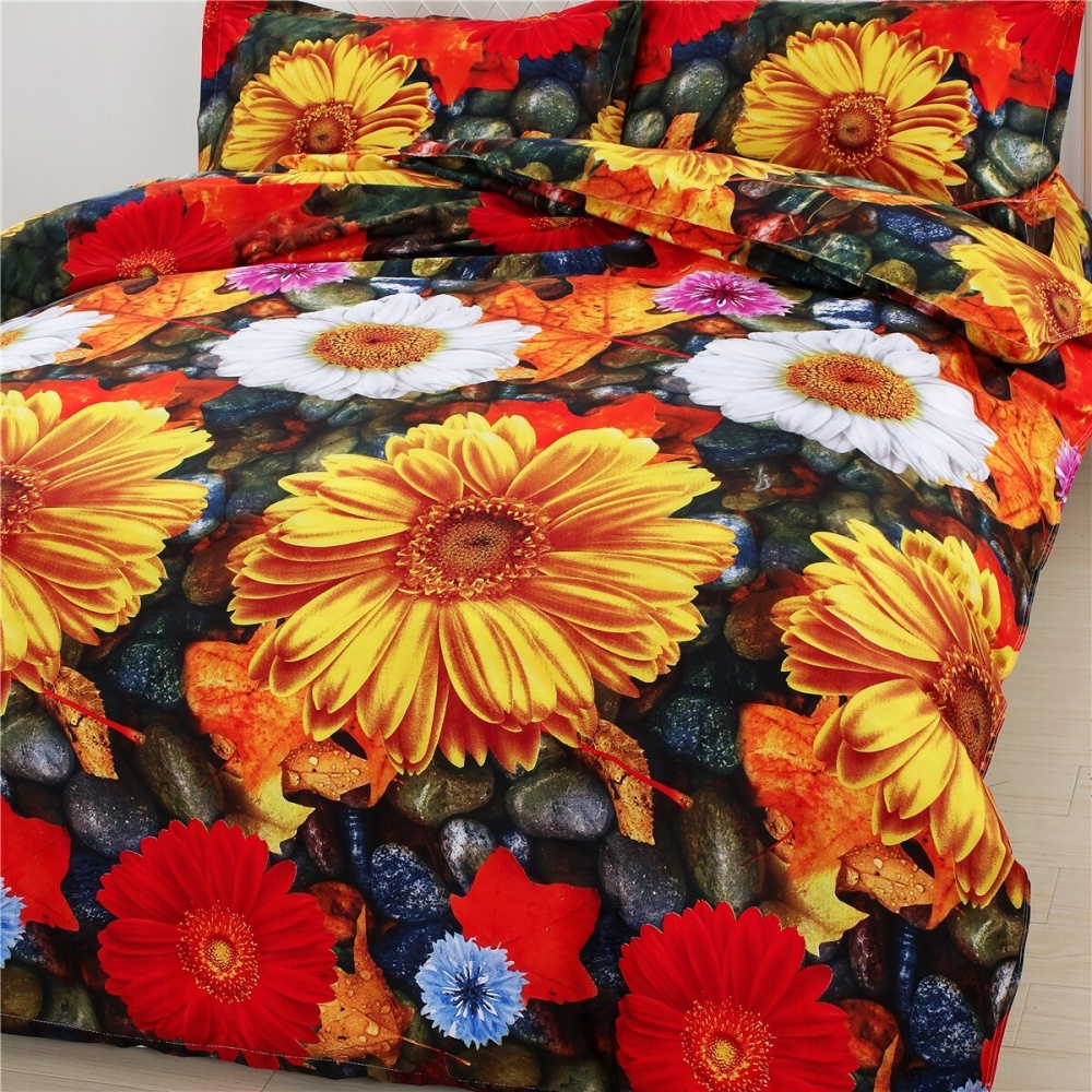 Chrysanthemum Bedding Set Pillowcase Duvet Cover Simple Beautiful 3D Duvet Cover for Comfortable Bed Set - 150*200cm - Image 2