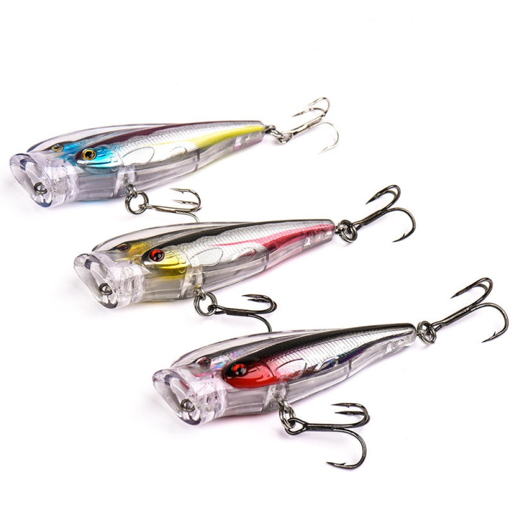 LEO 1PC 7.5CM 12G Popper Fishing Lure 3 Colors Hard Baits Fishing Lure Tackle - C