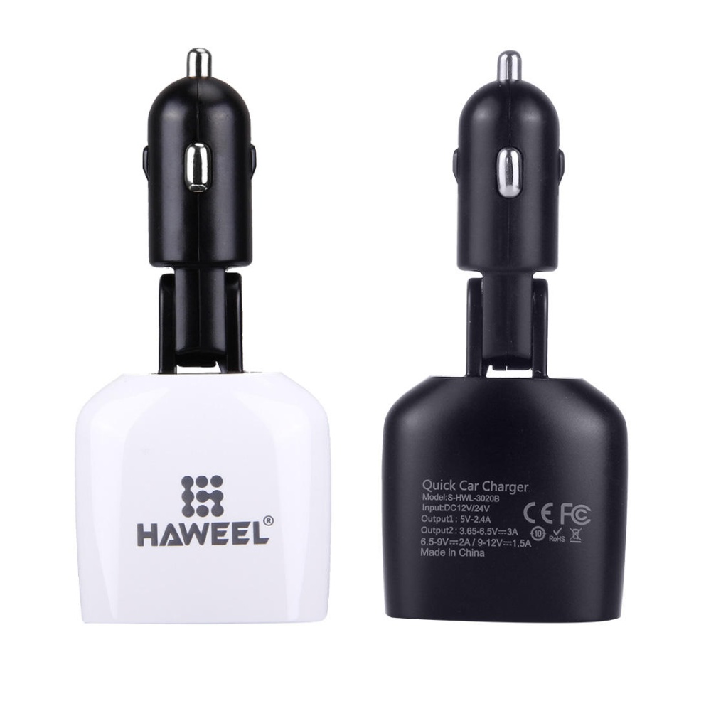 HAWEEL 3.4A 2 Ports USB LED Display Design Car Charger With QC3.0 For iphone7 Samsung S8 6 - Image 2