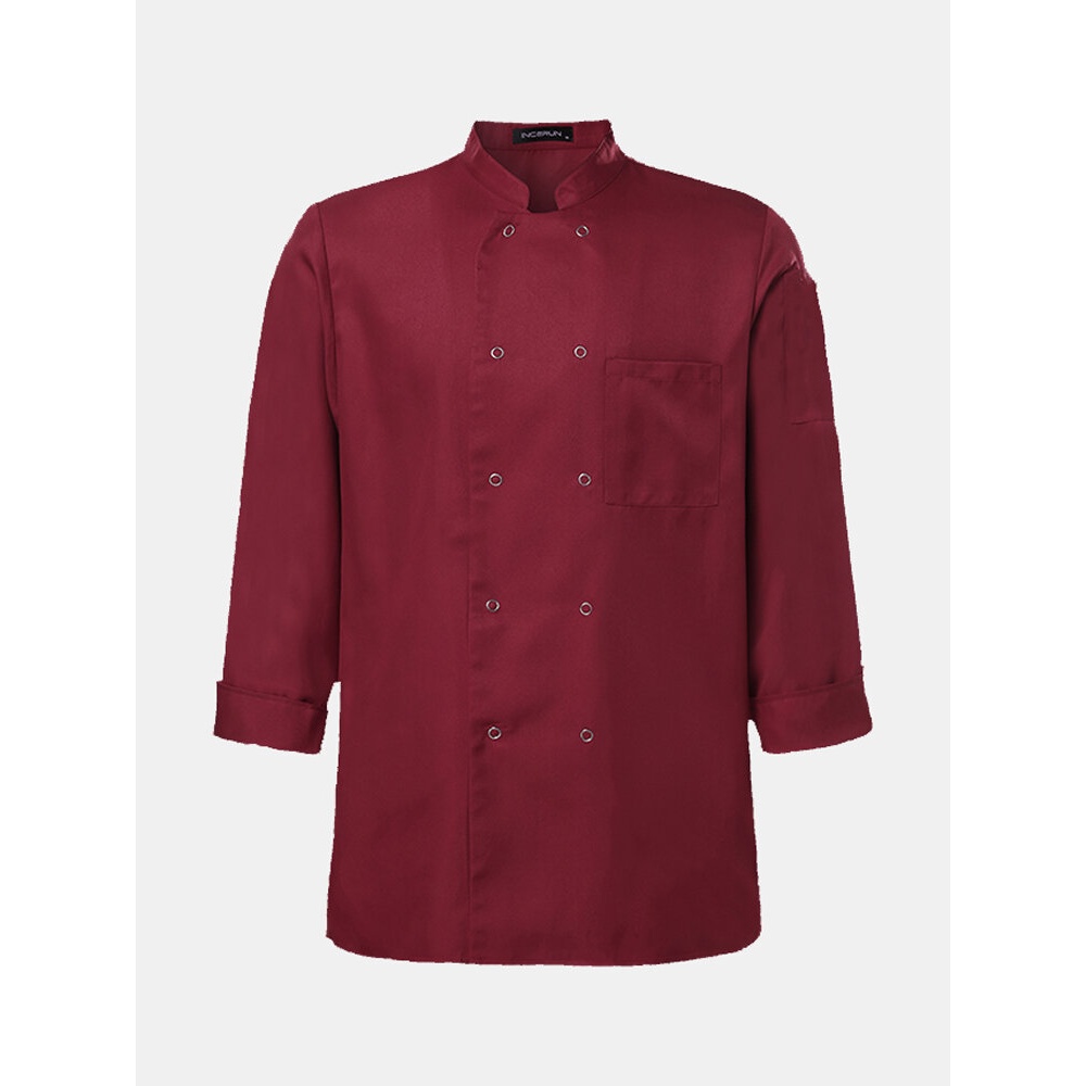 Mens Fit Mid Sleeve Casual Double Breasted Shirts - 2XL Black