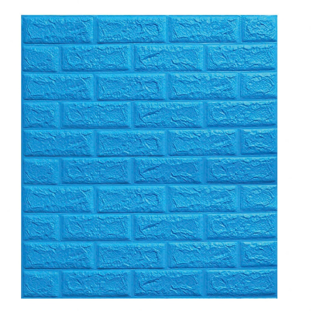 3D Brick DIY Wall Sticker Self-adhesive Waterproof Panels Wallpaper Decal 3D Brick Pattern Foam Wall Sticker for Home Decor - Blue - Image 2