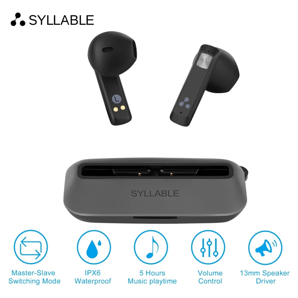 SYLLABLE S8 TWS bluetooth Earphones Master-Slave Switching 13mm Driver Stereo bass Earbuds Headphone with Mic - Black - Image 2