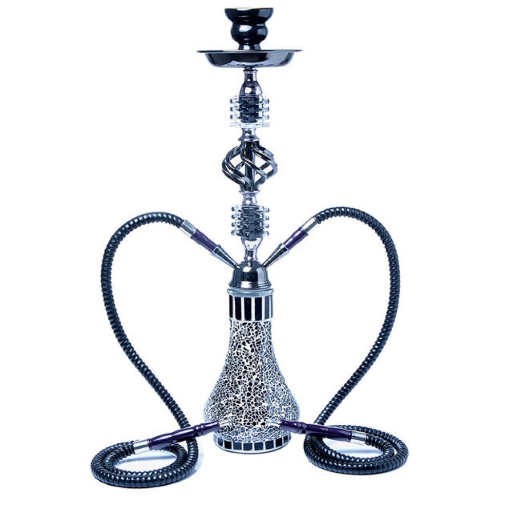 Arab Hookah Shisha Glass Cup Double Smoke Pipe Shisha Smoking Accessories Nargile for Shisha Hookah Set - Blue