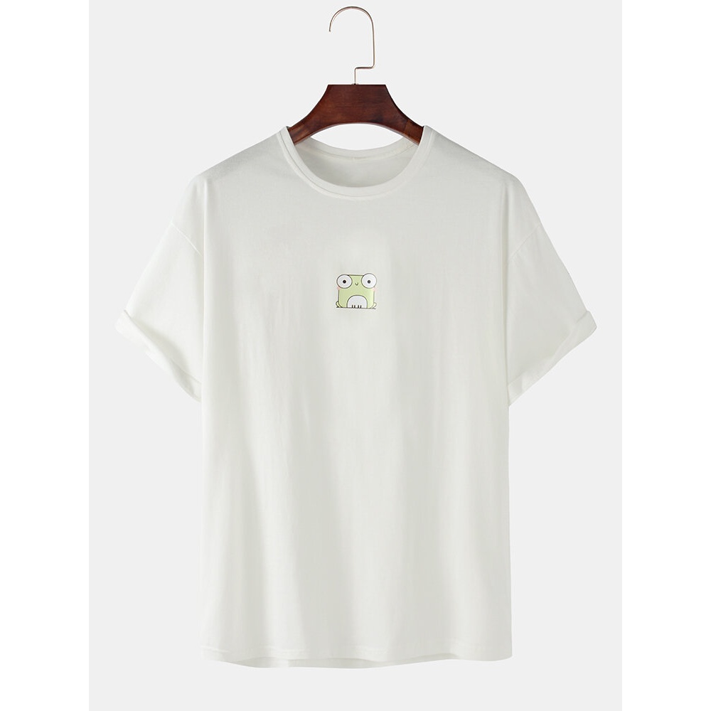 Cute Cartoon Animal Print Cotton Casual Short Sleeve T-Shirts - M #01