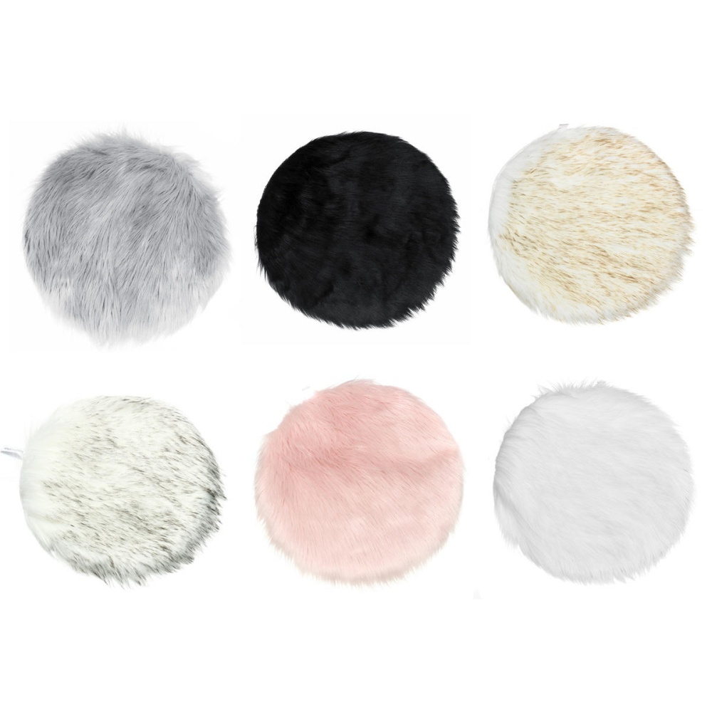 40cm Fluffy Rug Round Pad Carpet Hairy Fur Shag Sheepskin Bedroom Floor Mat - Light Pink - Image 2