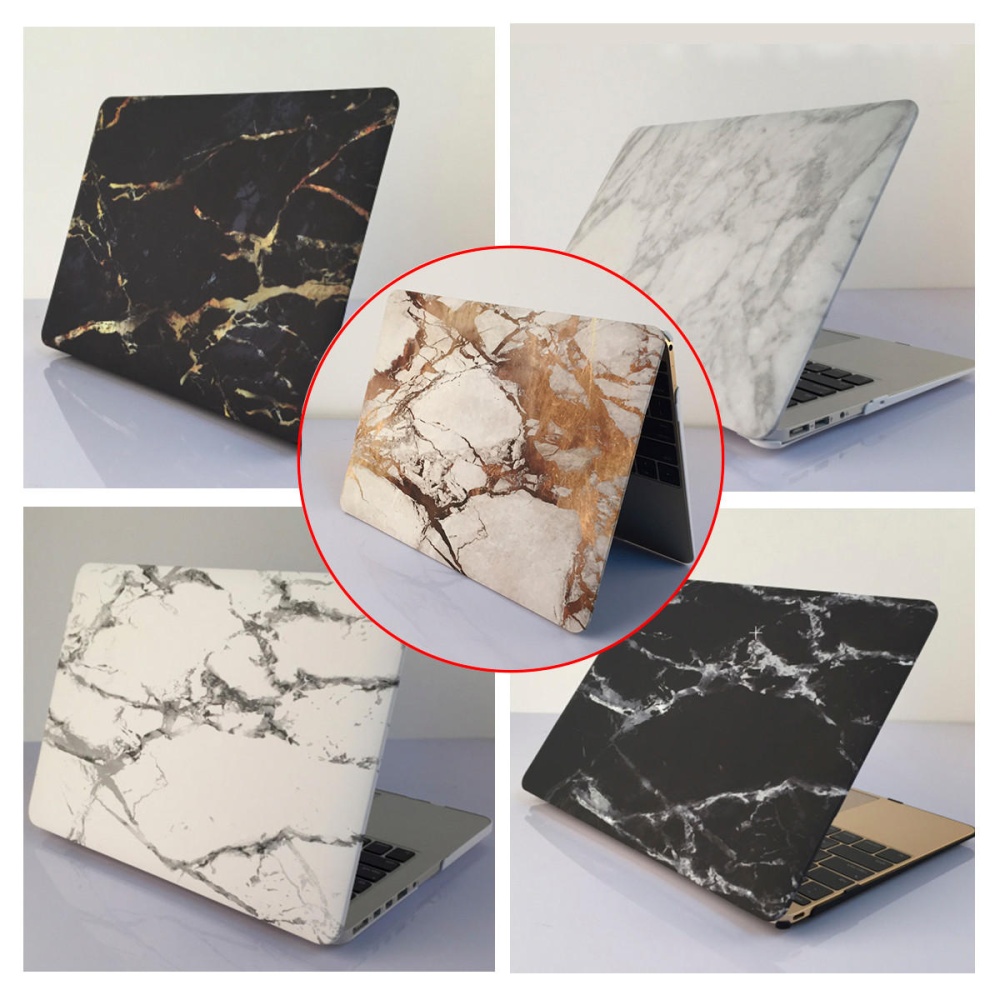 Marble Matte Stone Hard Case Cover Top Bottom Shell For Macbook Air Pro 12 Inch - Black brown - Image 2