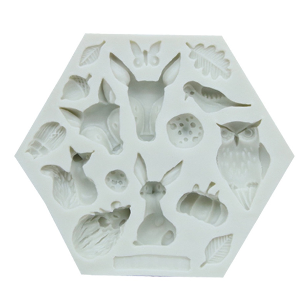 Cute Forest Animal Mould Silicone Molds Woodland Cake Decorative Mold Tools Kitchen Accessories 952 gray