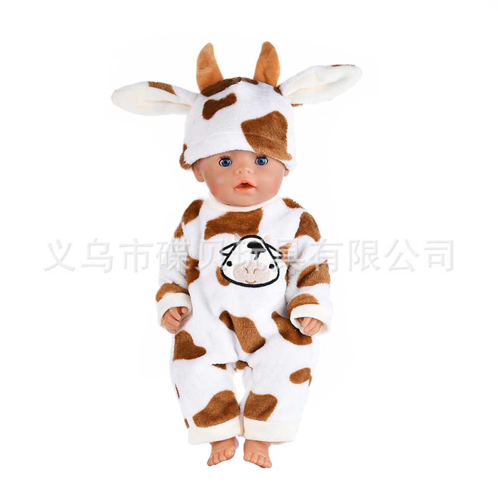 Cartoon Animal Shape Pajamas Doll Outfit Set Clothes for 18 Inches Accessories Girl Gift Q-128 pink leopard - Image 2