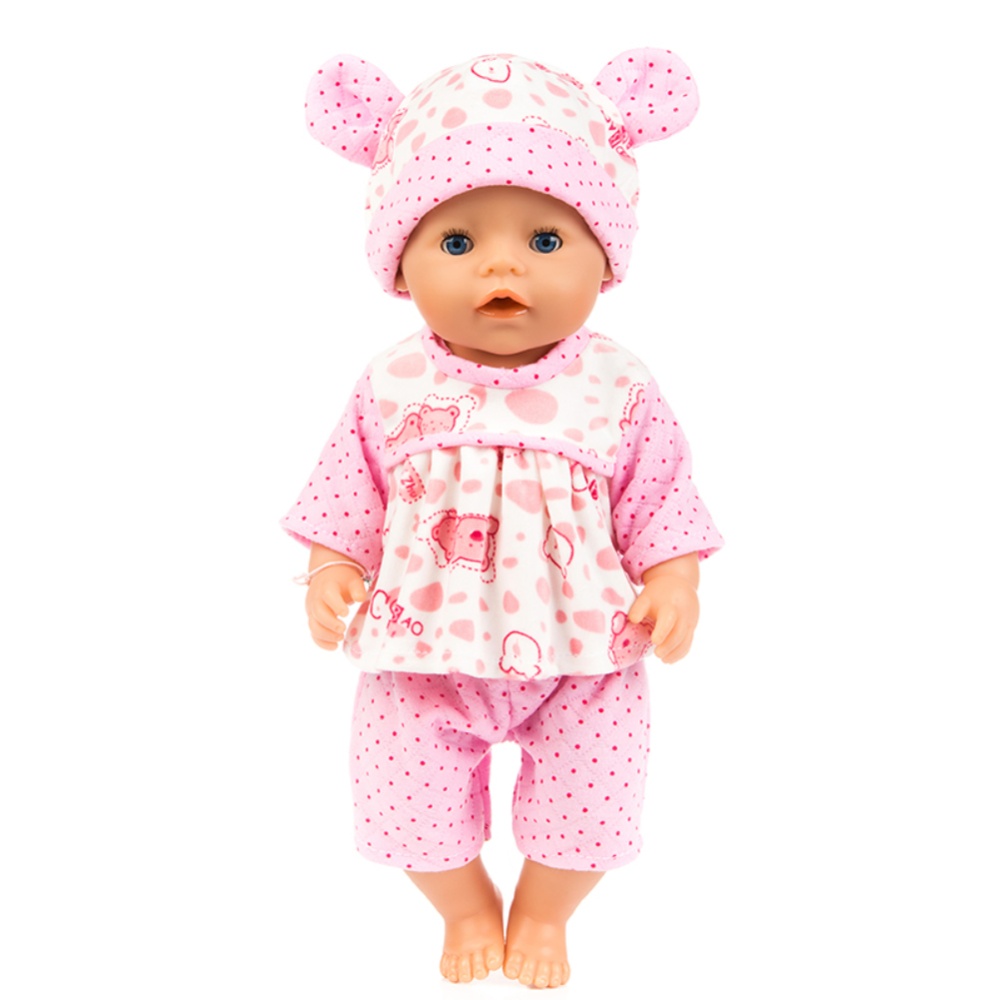 Simulate Cartoon Animal Design Clothes Plush Pajamas for 18 Inches Doll Accessories Gift pink bear - Image 2