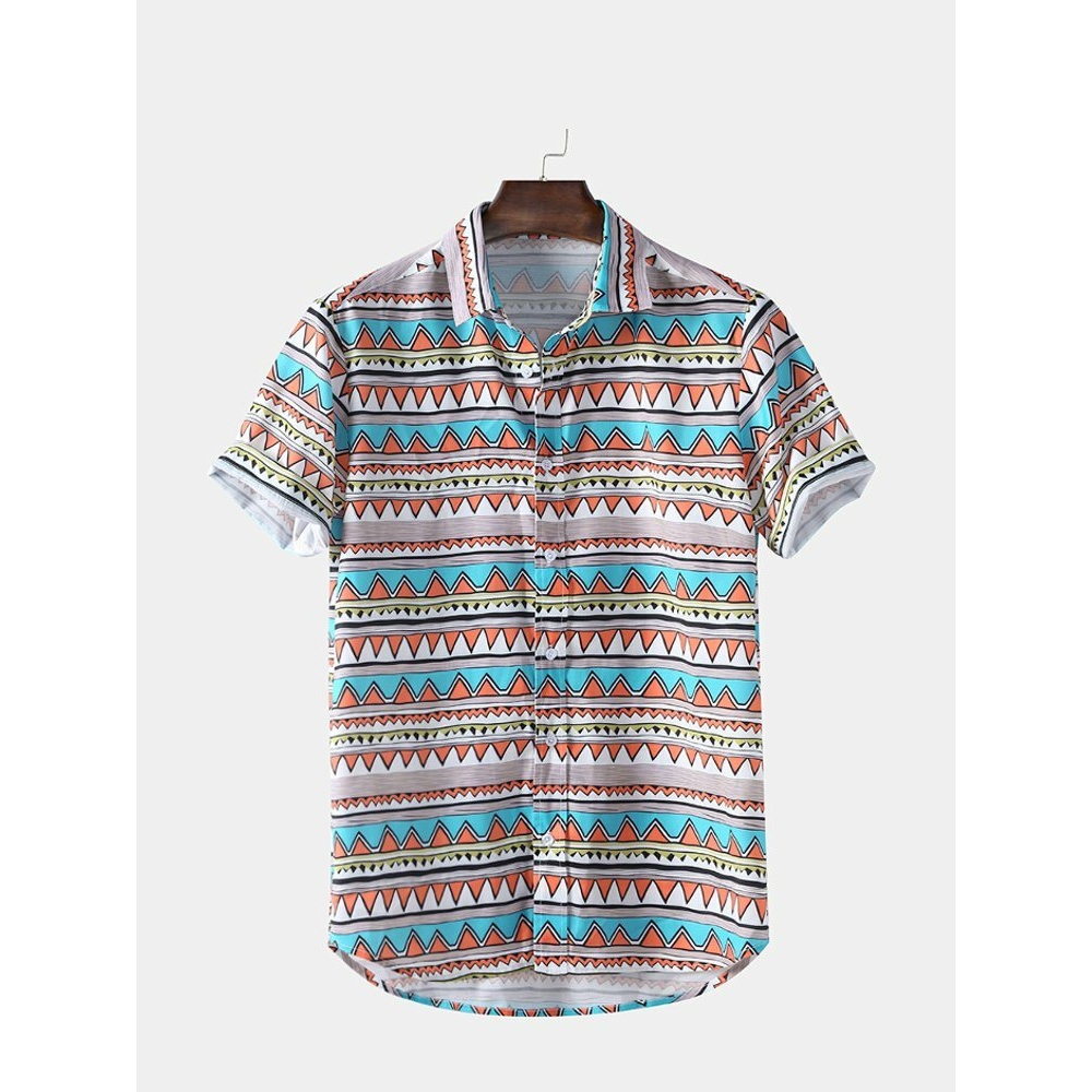 Mens Funny Pattern Printed Ethnic Style Shirts - L As Picture