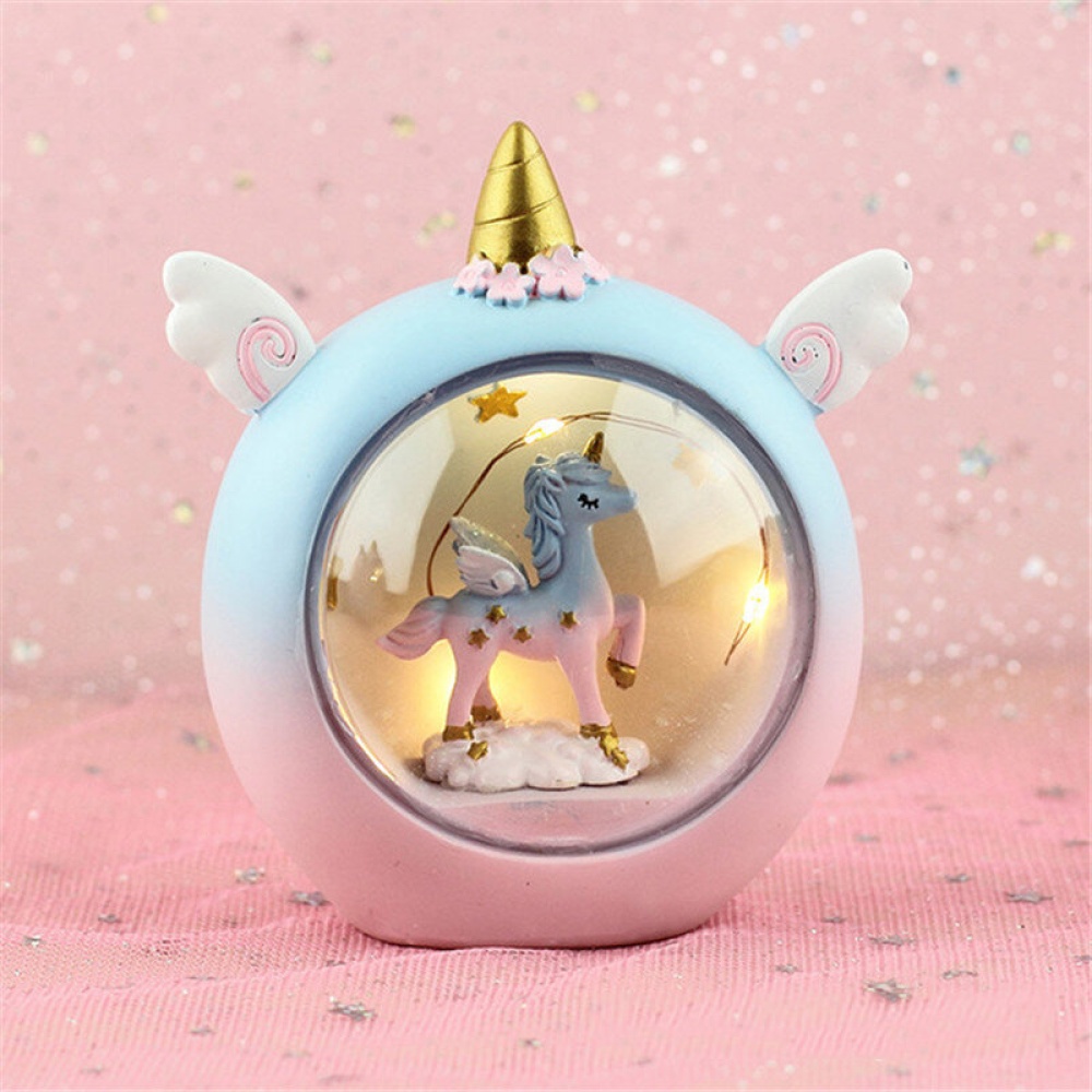 Resin Cartoon Horse Night Light Baby Study Bedroom Lamp Bedside Table Decor Gift - B