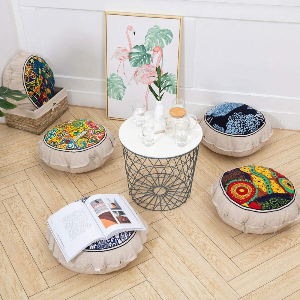 Round Embroidered Floor Pillow Bohemian Meditation Pillow with Removable Pillow Case For Living Room Yoga Room - #1 - Image 2