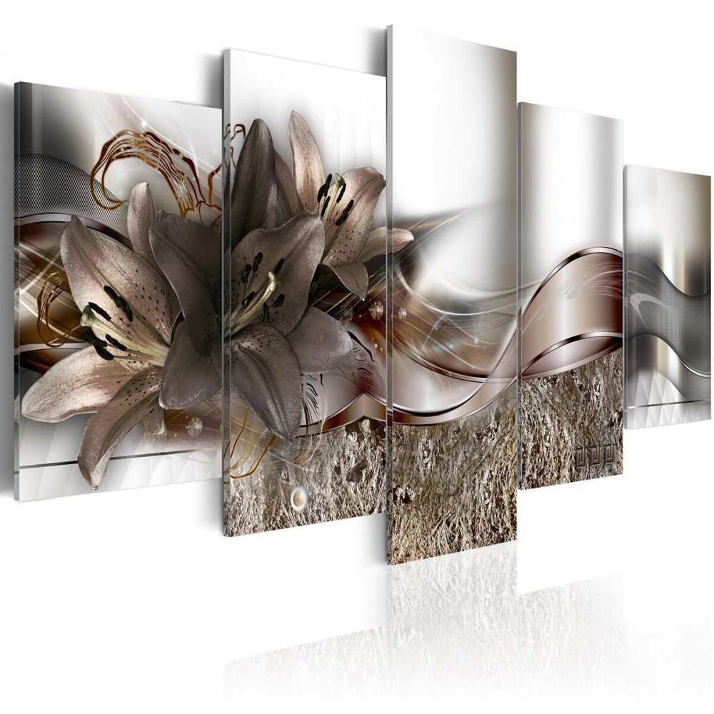 5 Panels Large Abstract Flowers Print Pictures Canvas Prints Unframed Paintings for Home Decorations - Image 2