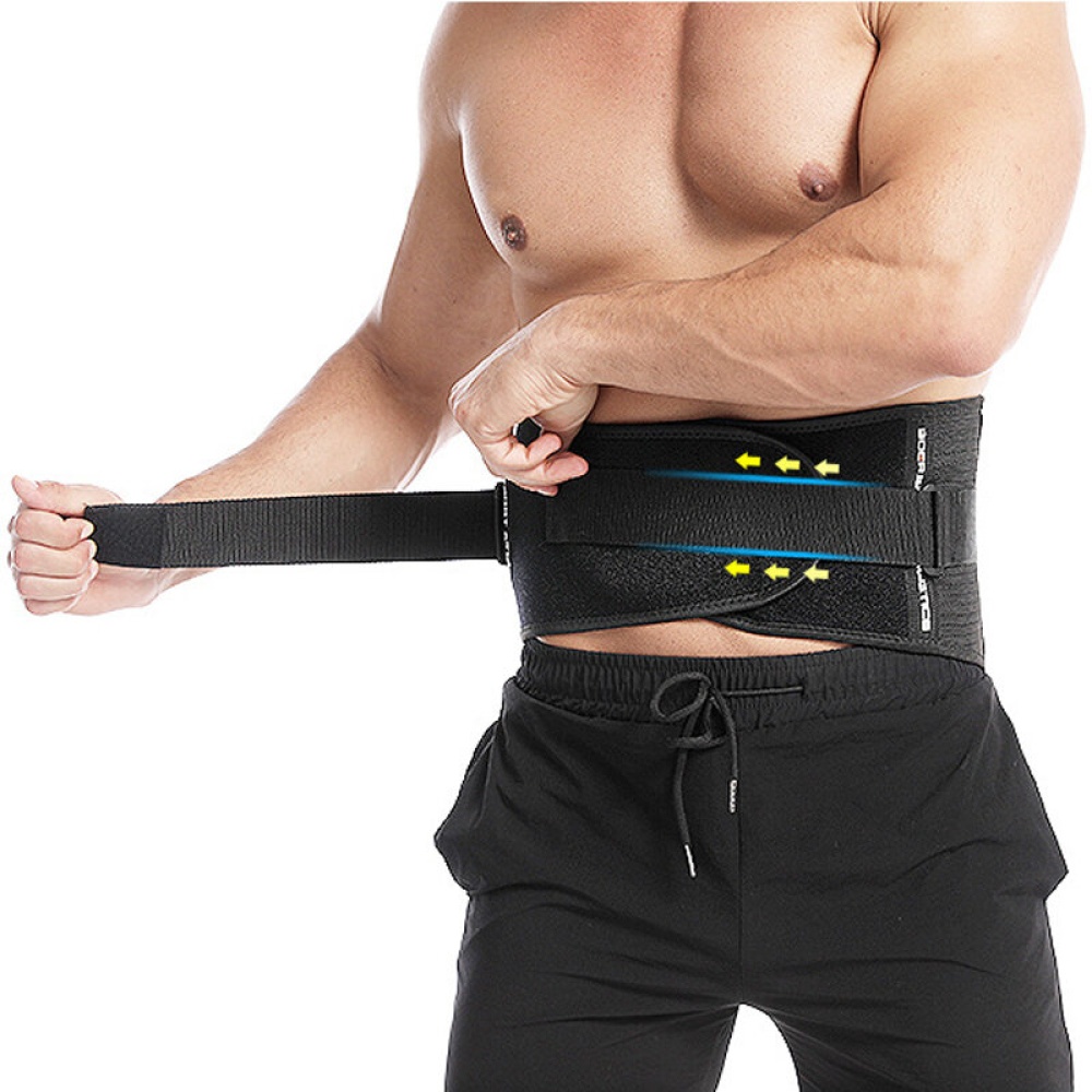 BOER Waist Support Lumbar Sports Safety Brace Belt with Metal Spring Strip for Gym Fitness Weightlifting Protector Injury Pain Relief - M - Image 2