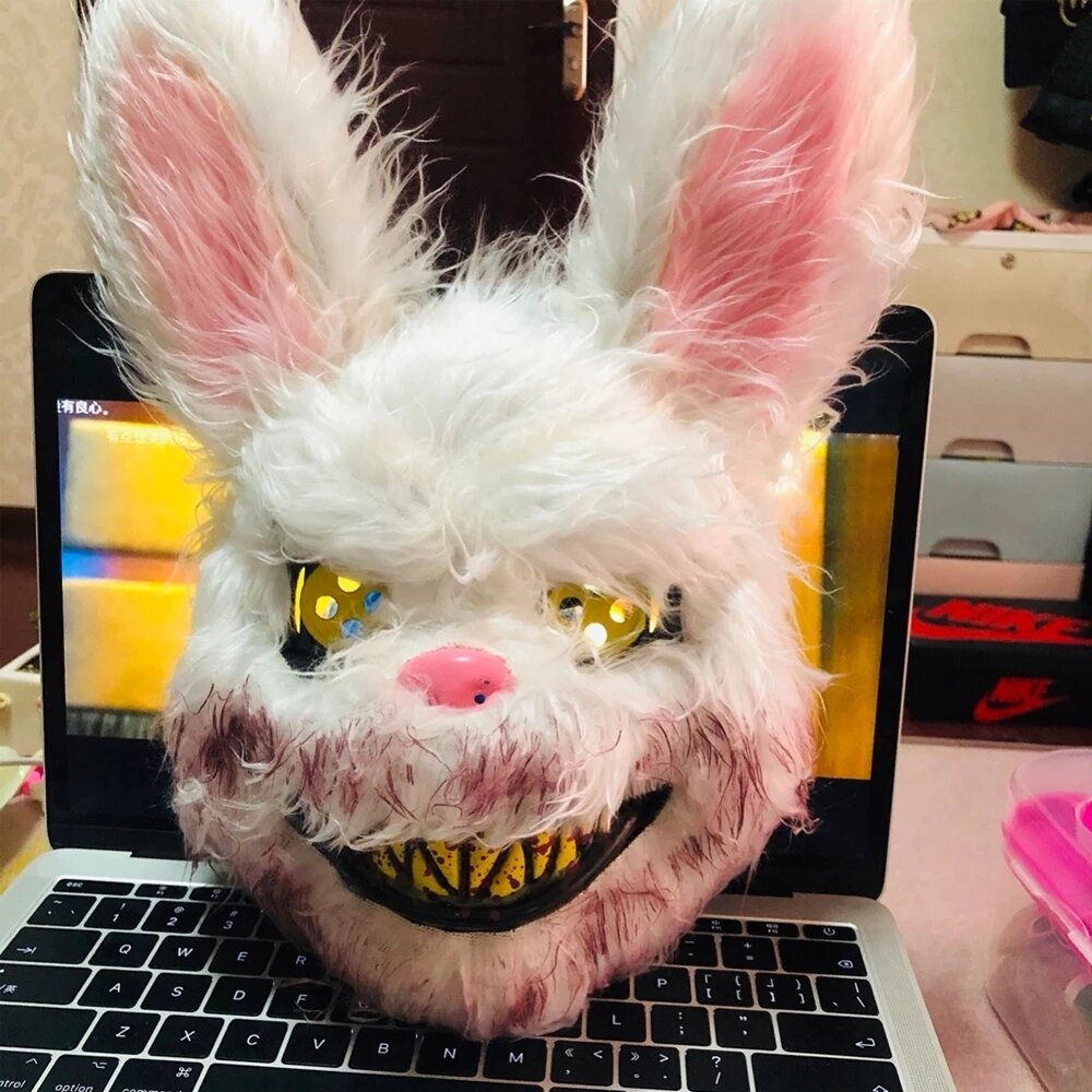 Bloody Killer Rabbit Bear Mask Scary  Mask  Plush Cosplay Horror Mask - Rabbit - Image 2