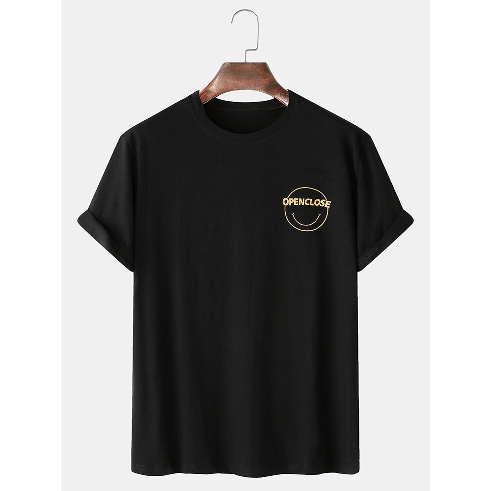 Mens Cotton Character & Emojis Print Loose Light Round Neck T-Shirts - Green XL