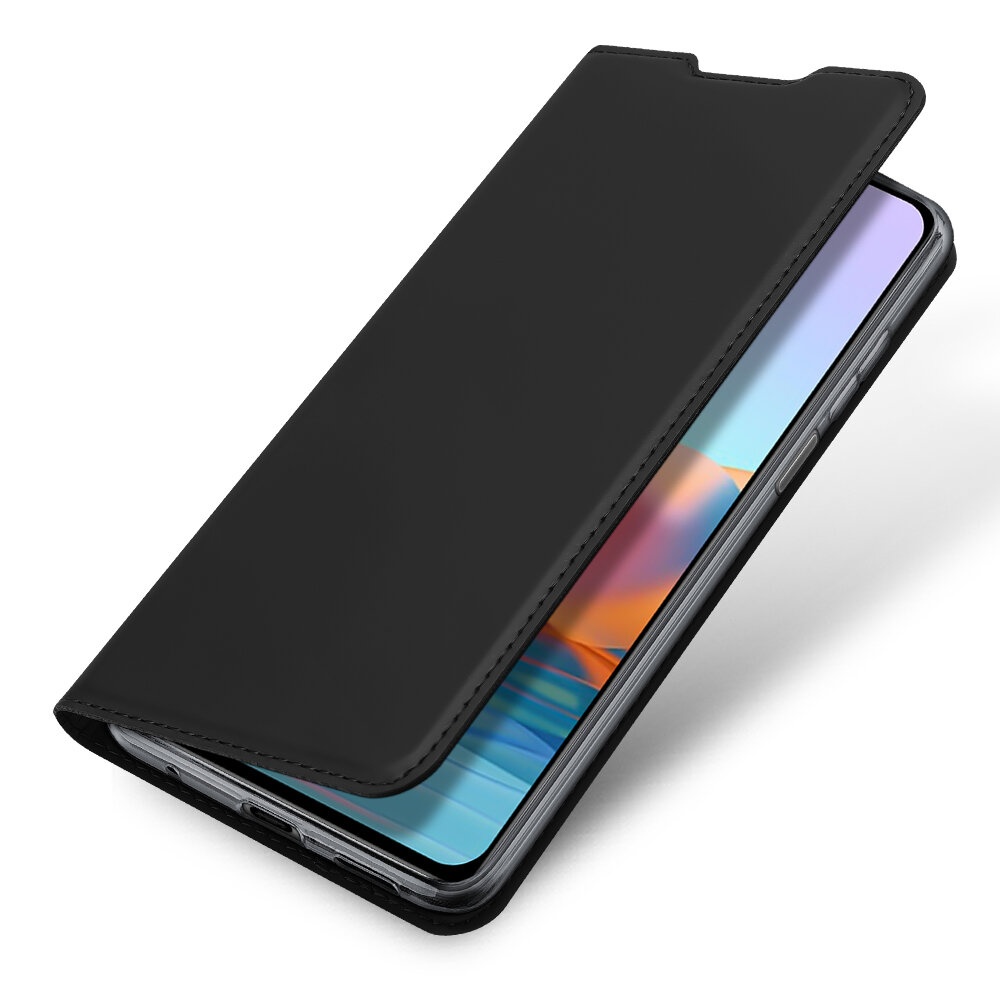 DUX DUCIS for Xiaomi Redmi Note 10 /Redmi Note 10S Case Flip Magnetic with Card Slot Stand Shockproof PU Leather Protective Case Non-Original - Black - Image 2