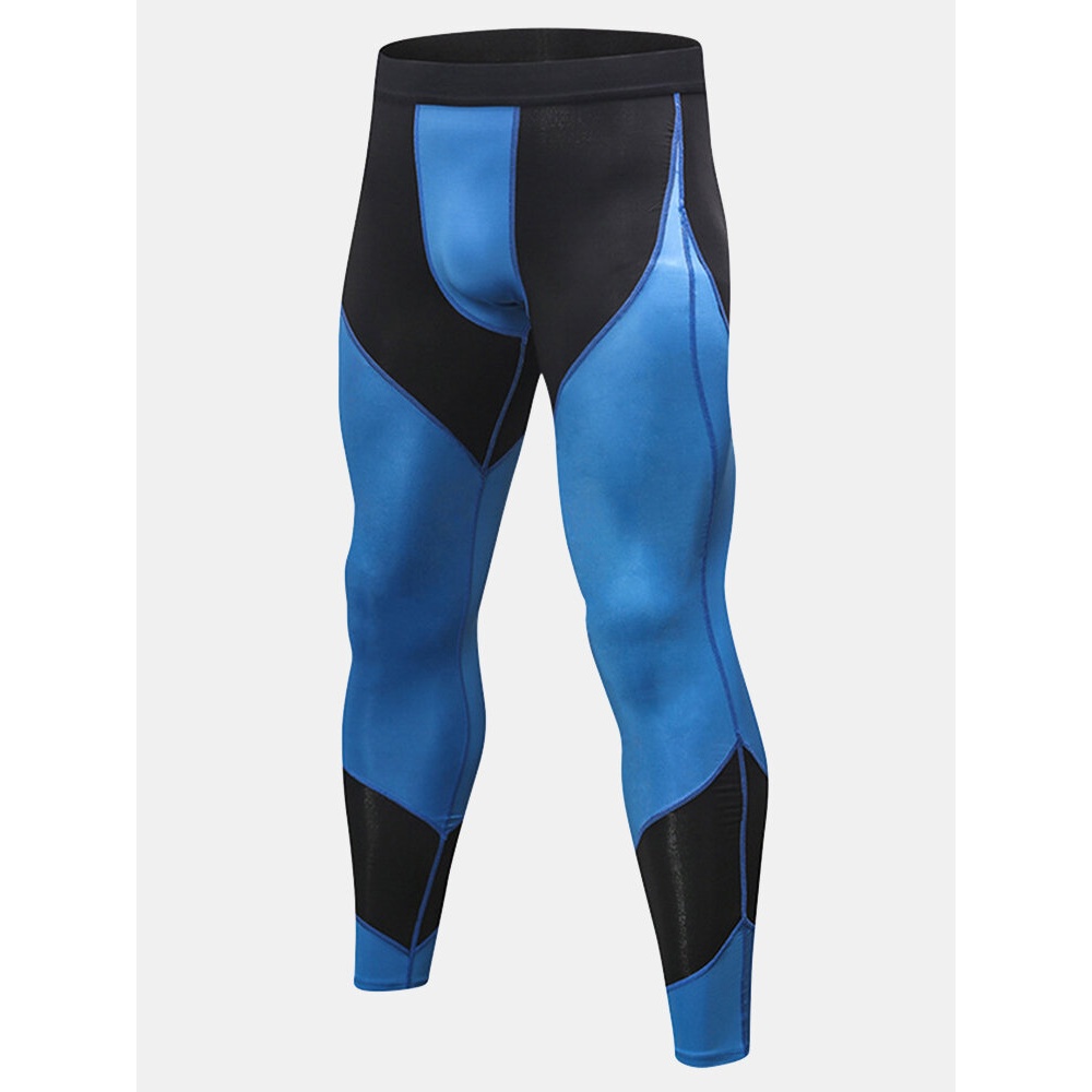 Patchwork Quick-drying Breathable Casual Skinny Tights - S Gray