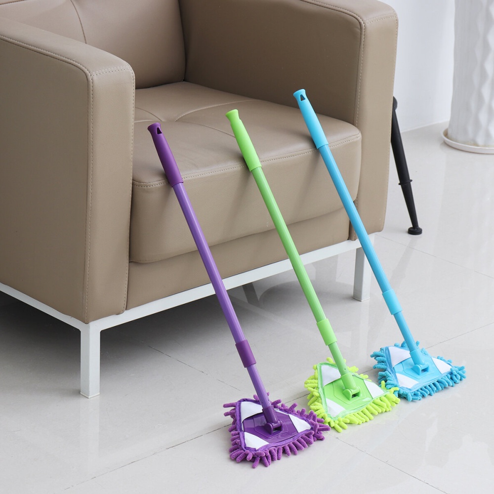 Telescopic Rod Mop 180 Degree Rotatable Adjustable Triangle Cleaning Mop Cloth - Purple B - Image 2