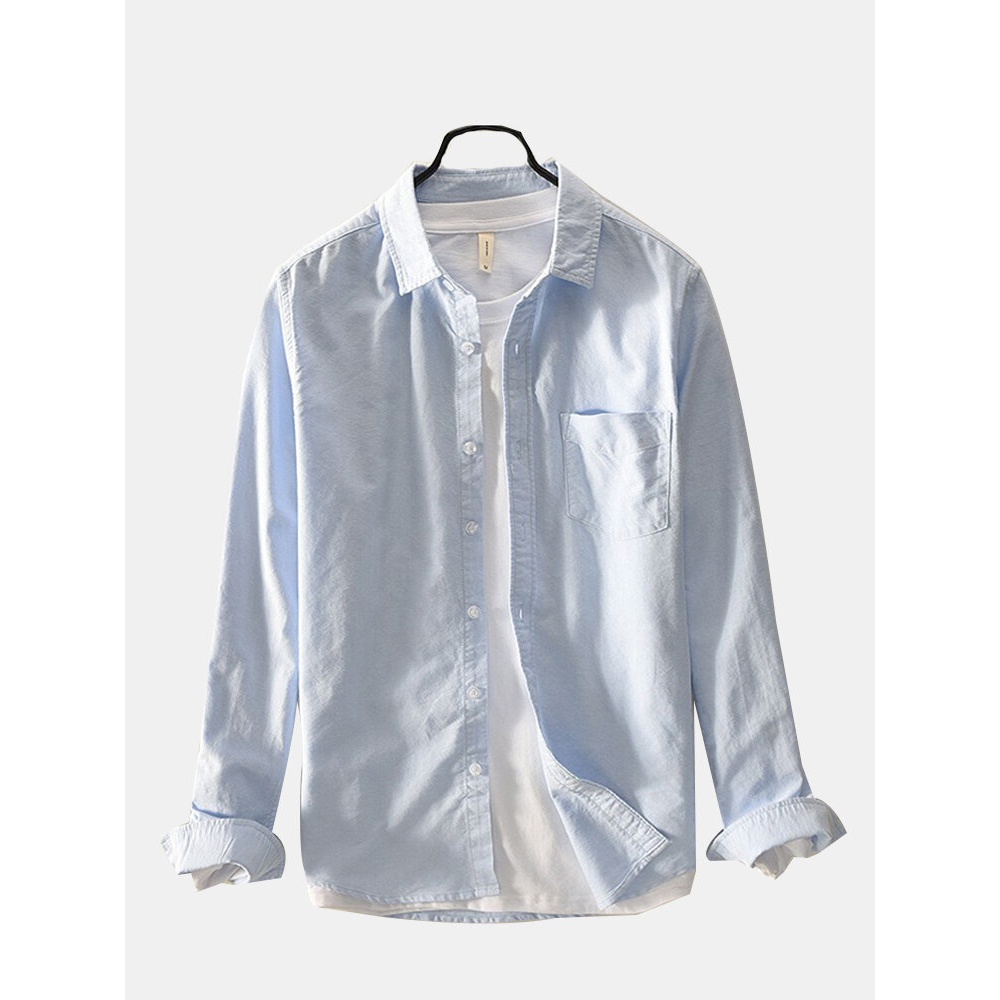 Mens Chest Pocket Fashion Casual Shirts - S Gray