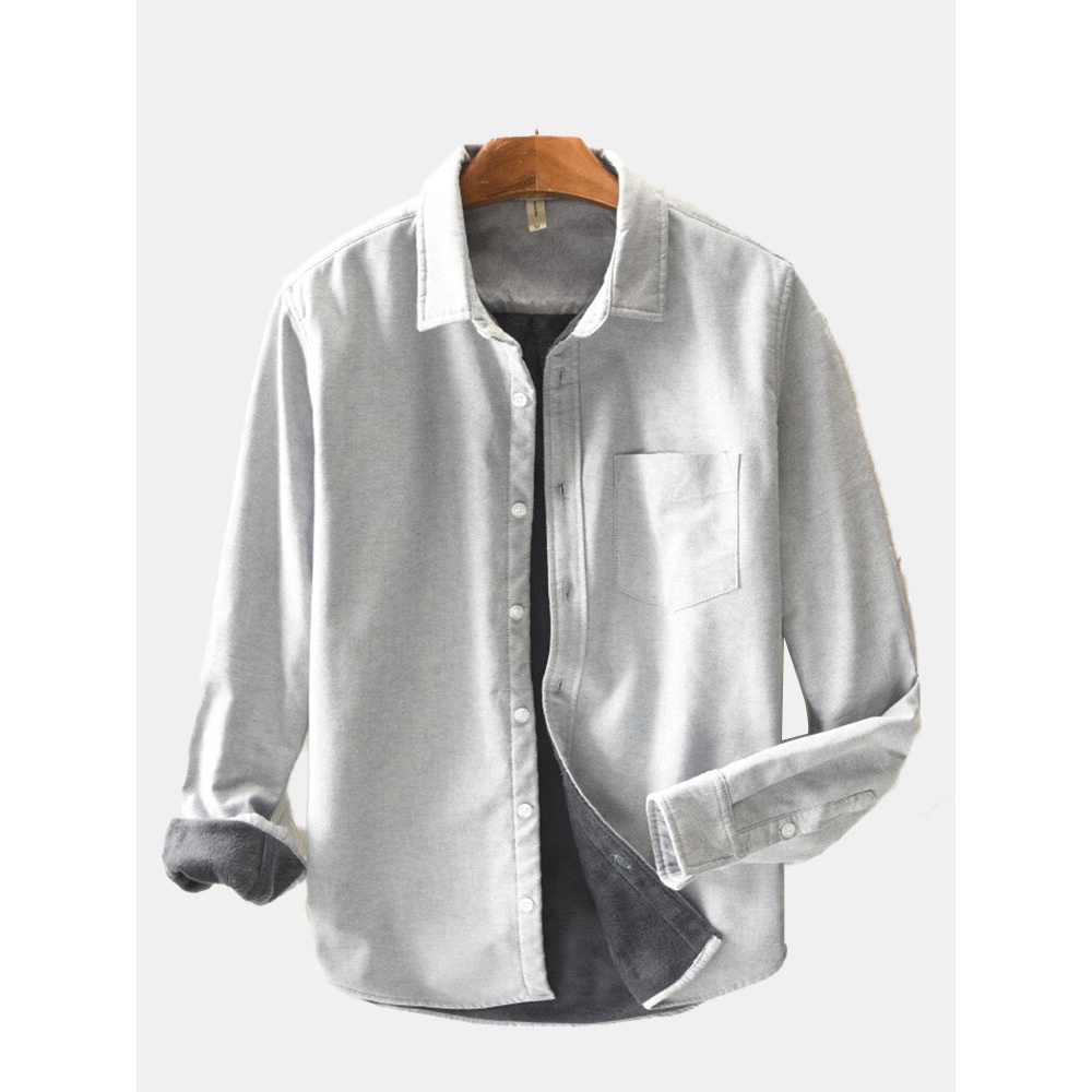 Men's Casual Winter Thicken Single Breasted Shirts - M Gray