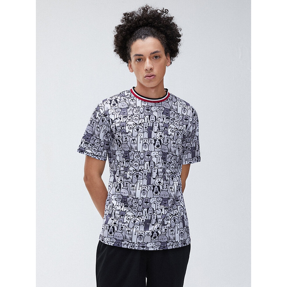 Mens Fashion Crew Neck Carton Printing Short Sleeve Casual T-Shirts - L As Picture