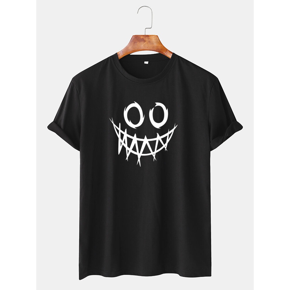 Mens Funny Grimace Print Breathable Casual Loose Short Sleeve T-Shirt - Black L