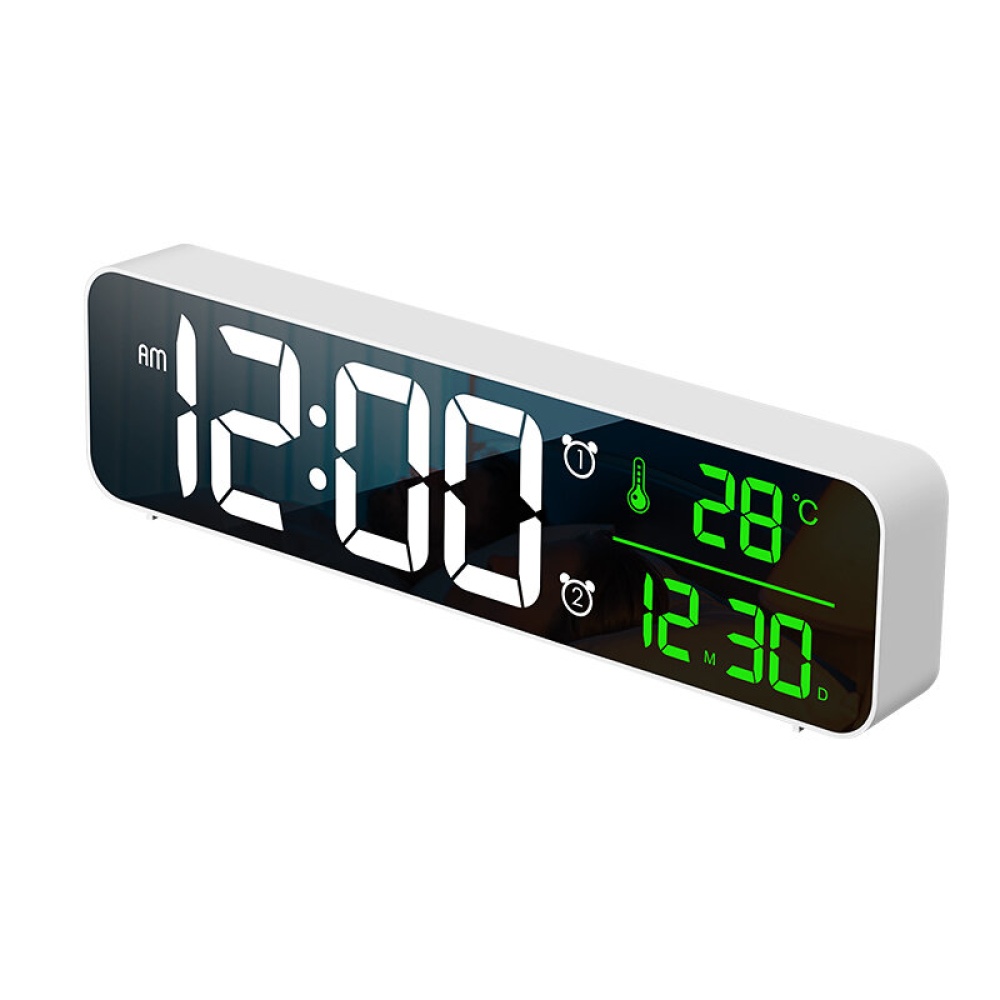 USB LED 3D Music Dual Alarm Clock Thermometer Temperature Date HD LED Display Electronic Desktop Digital Table Clocks - Black - Image 2