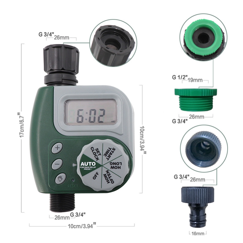 1-slot Irrigation Controller Automatic Outdoor Garden Watering Hose Faucet Timer Gray + green - Image 2