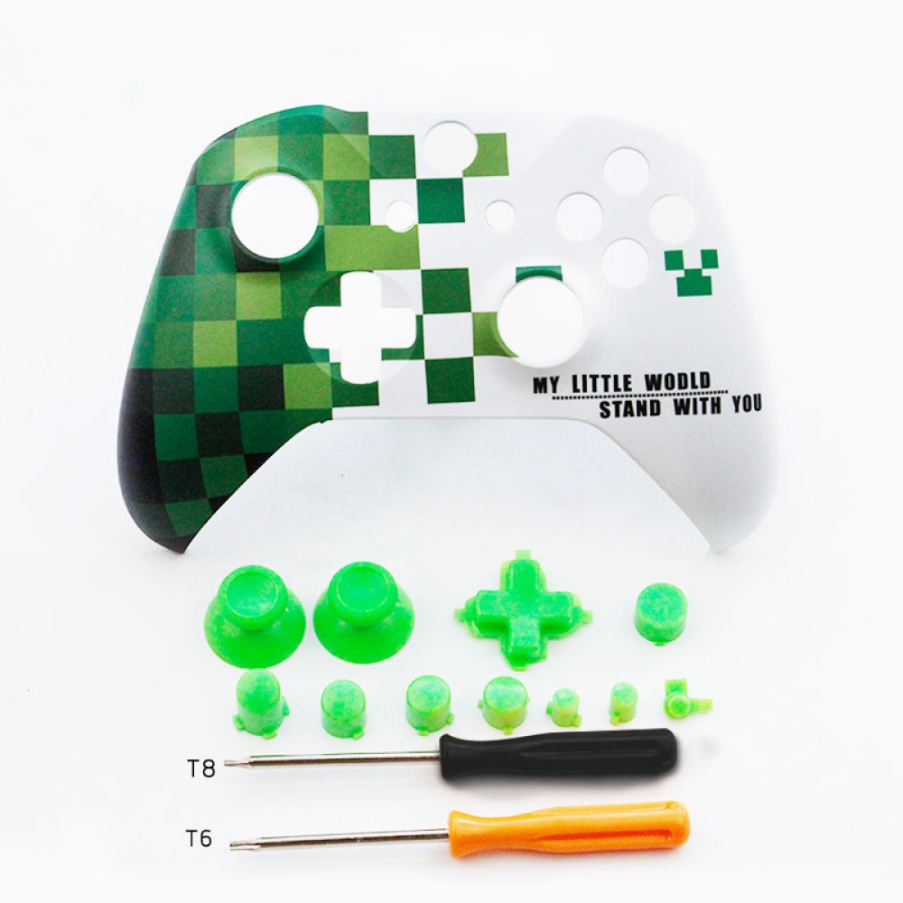 Front Top Up Shell Case Housing Face Plate for Xbox One S Controller Game Cover Green world