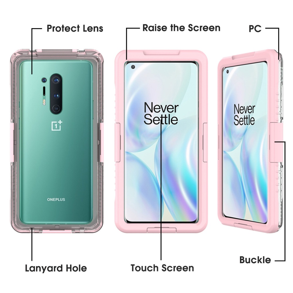 for OnePlus 9 Pro/ 8T/ 8/ 7/ 8 Pro/ 7T/ 7 Pro IP68 Waterproof Case Transparent Touch Screen PC + TPU Shockproof Dustproof Full Cover Protective Case - Image 2