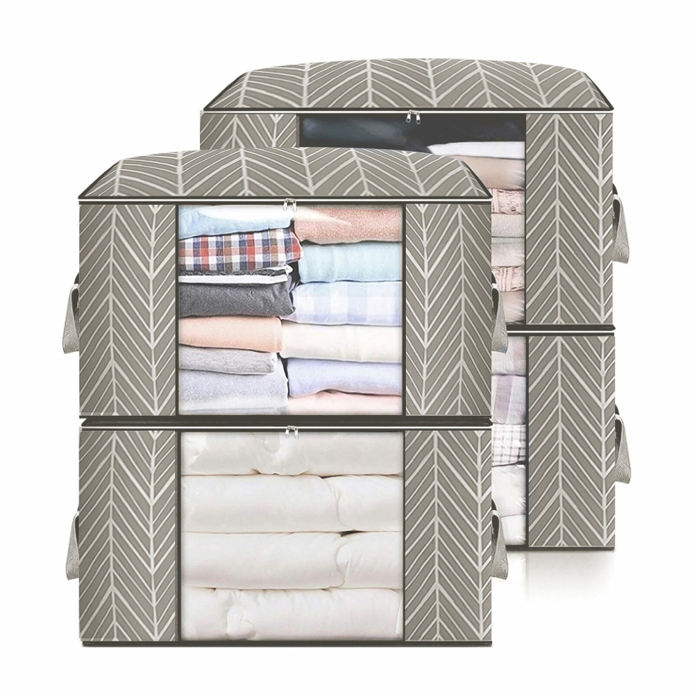 Oxford Clothes Storage Bag Foldable Stackable Waterproof Quilt Storage Bag - Grey - Image 2