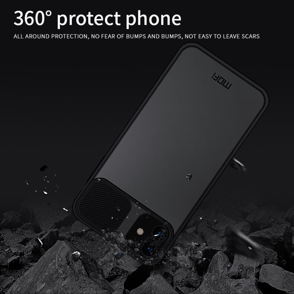 Mofi Anti-Hacker Peeping Sliding Lens Protection Cover Anti-scratch Translucent Protective For iPhone 12 Pro / For iPhone 12 Max 6.1 Inch - Black - Image 2