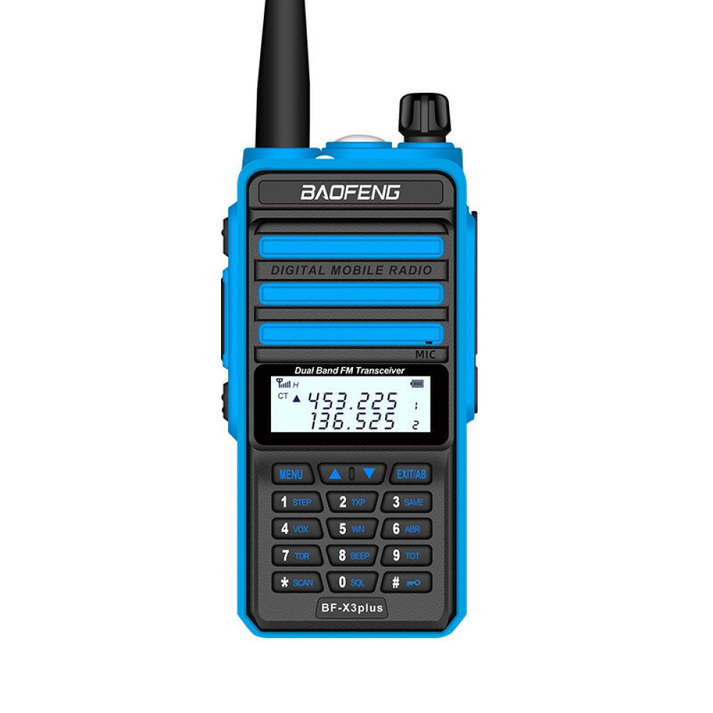 BAOFENG X3-Plus 18W 9500mAh Walkie Talkie 20 KM Tri-band Radio Waterproof UHF/VHF 9500mah Transceiver 76-108MHz Radio Transmitter Blue with Flashligh - Image 2