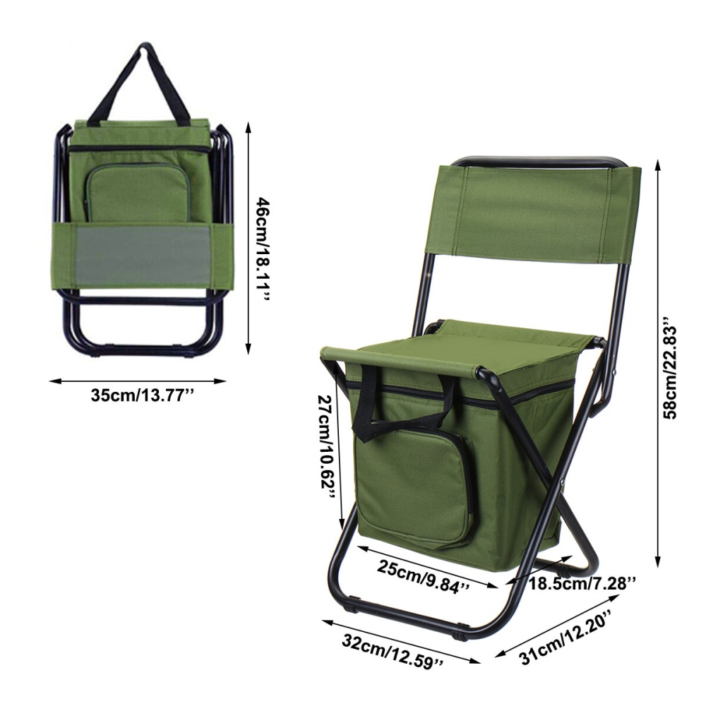 Folding Fishing Chair Camping Storage Bag Cooler Insulated Bag BBQ Picnic Stool Outdoor Hiking Cooking - Camouflages - Image 2