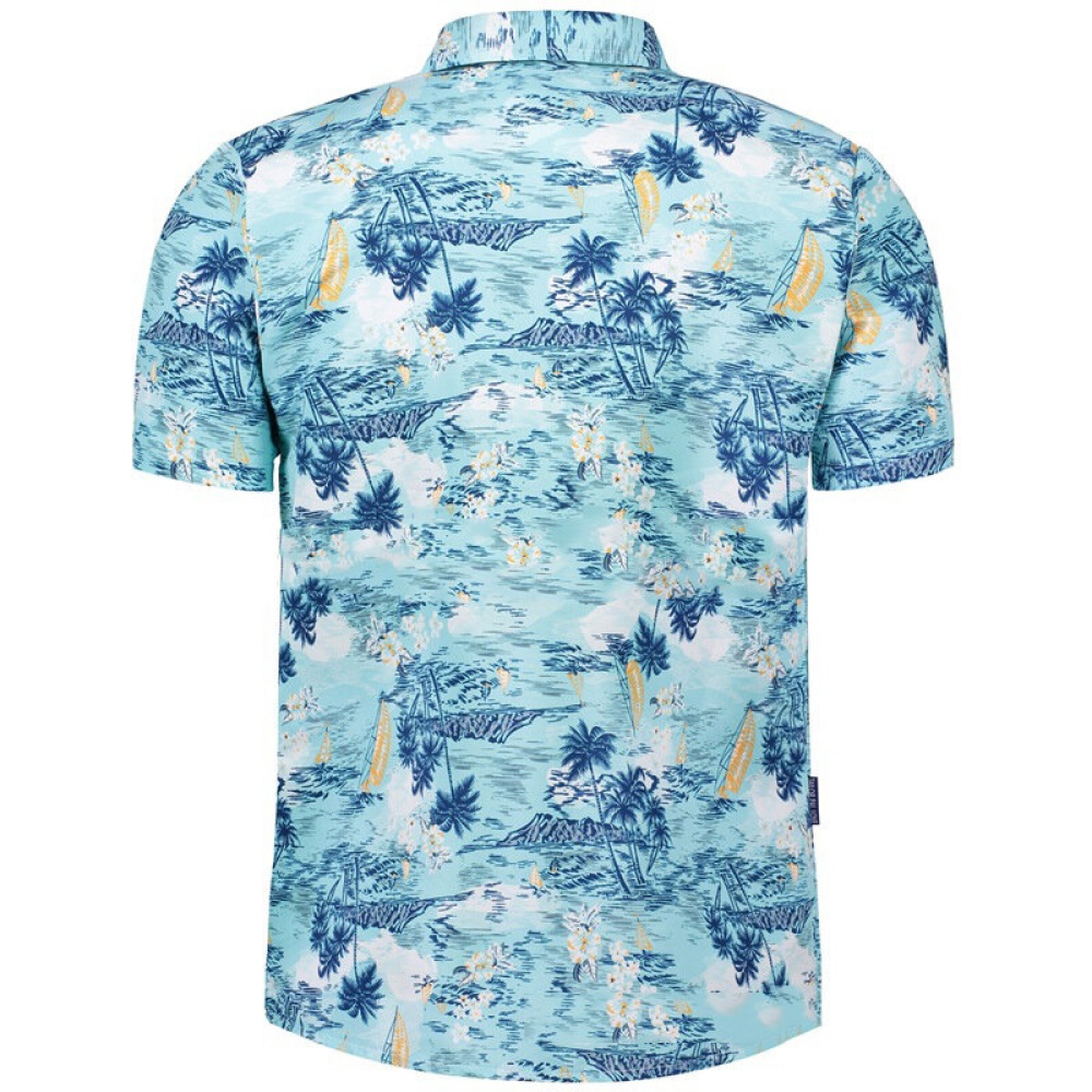 Mens Hawaiian Style Coconut Tree Printing Beach Shirts - M Blue - Image 2