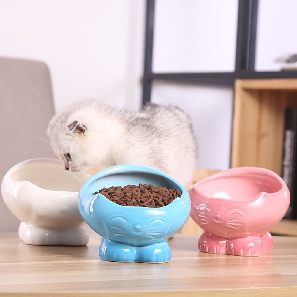 Cats Feeding Pet Bowl Food Ceramic Bowl Puppy Dogs Snack Water Feeder - White S - Image 2