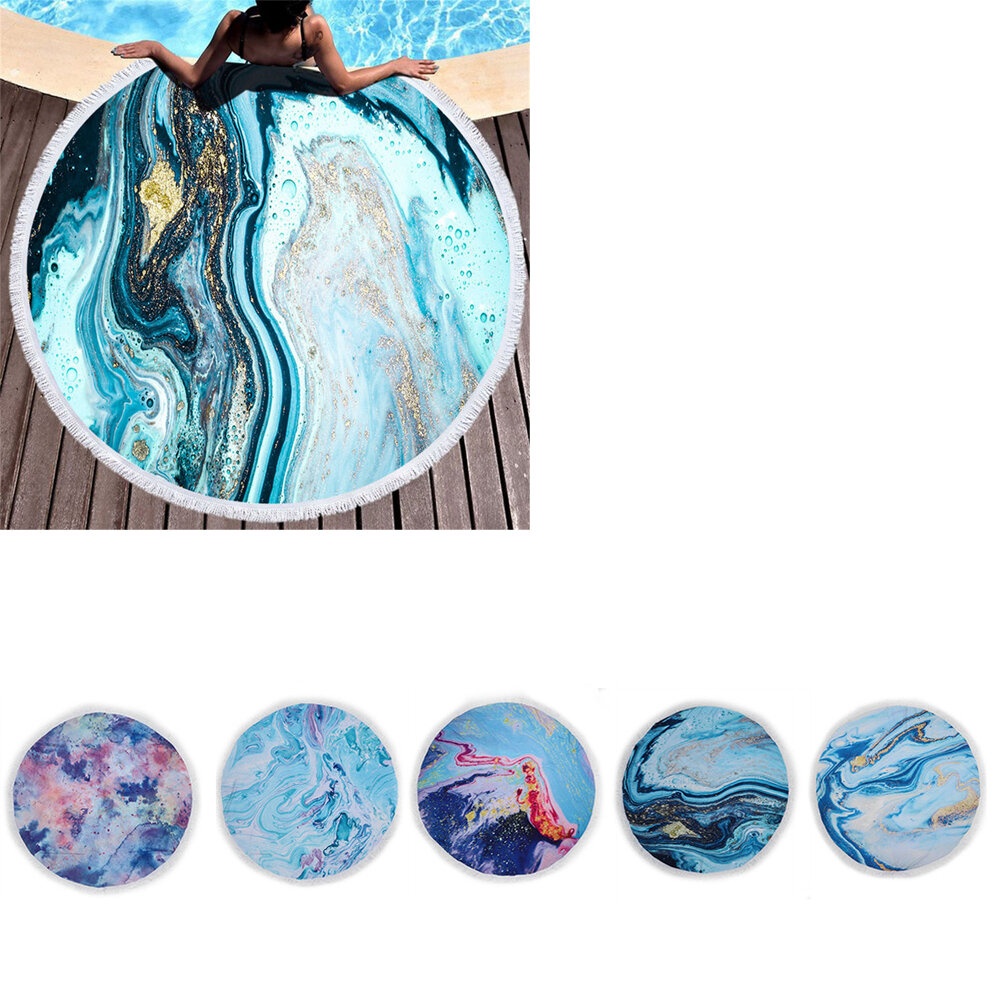 Multifunction Round Beach Blanket Sunscreen Shawls Wall Hanging Beach Mat Camping Travel Picnic Mat - 1