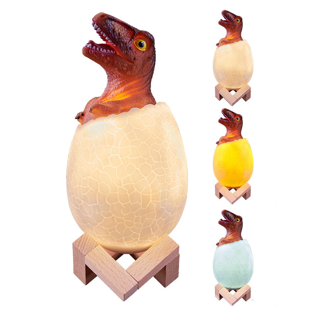 KL-02 Decorative 3D Raptor Dinosaur Egg Smart Night Light Touch Switch 3 Colors Change LED Nightlight For  Gift