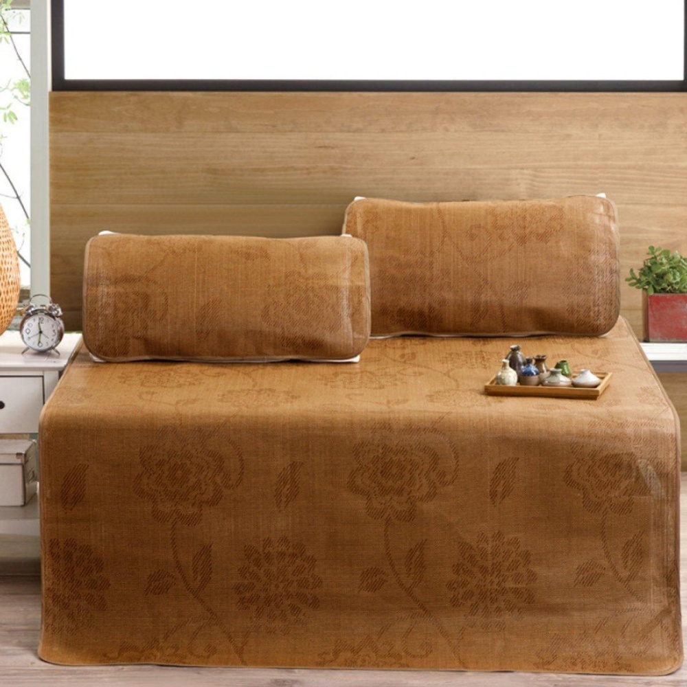 3Pcs/1 Set Natural Bamboo Mat Mattresses Summer Sleeping Rattan Cooling Bed Cover - M - Image 2