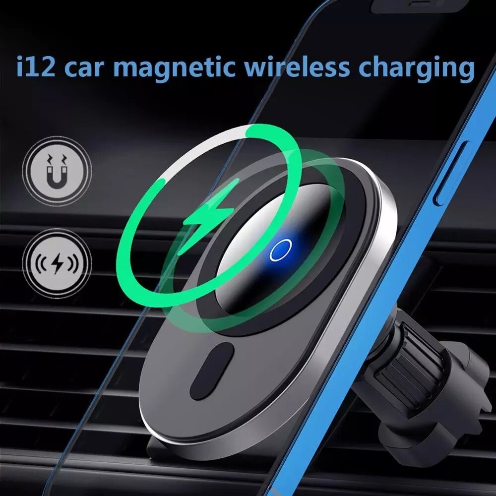 15W Magsafe Fast Wireless Charger Phone Holder For iphone 12 12Pro Max Car Magnet Wireless charging Stand -  2 - Image 2