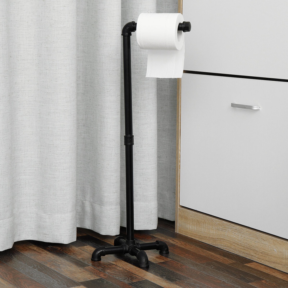 2 In 1 Toilet Tissue Rack Free Standing Paper Roll Holder Bathroom Storage Dispenser - Image 2