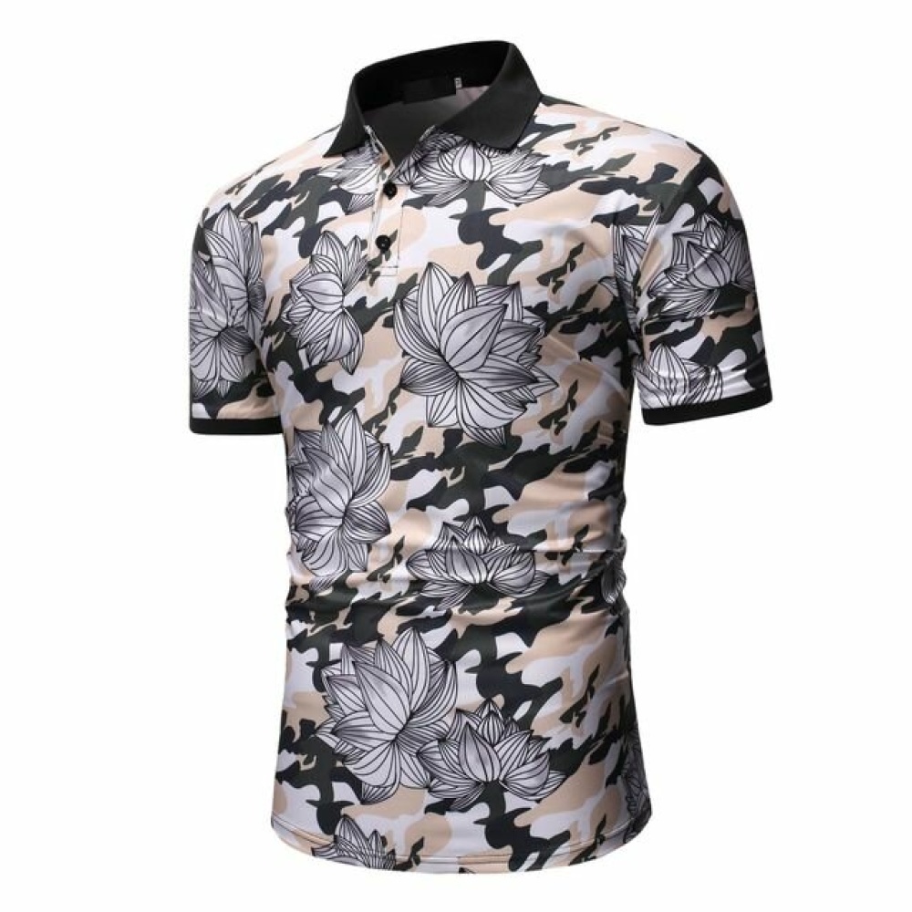 Men Fashion Printed Short-sleeved Lapel Shirts - S As Picture - Image 2