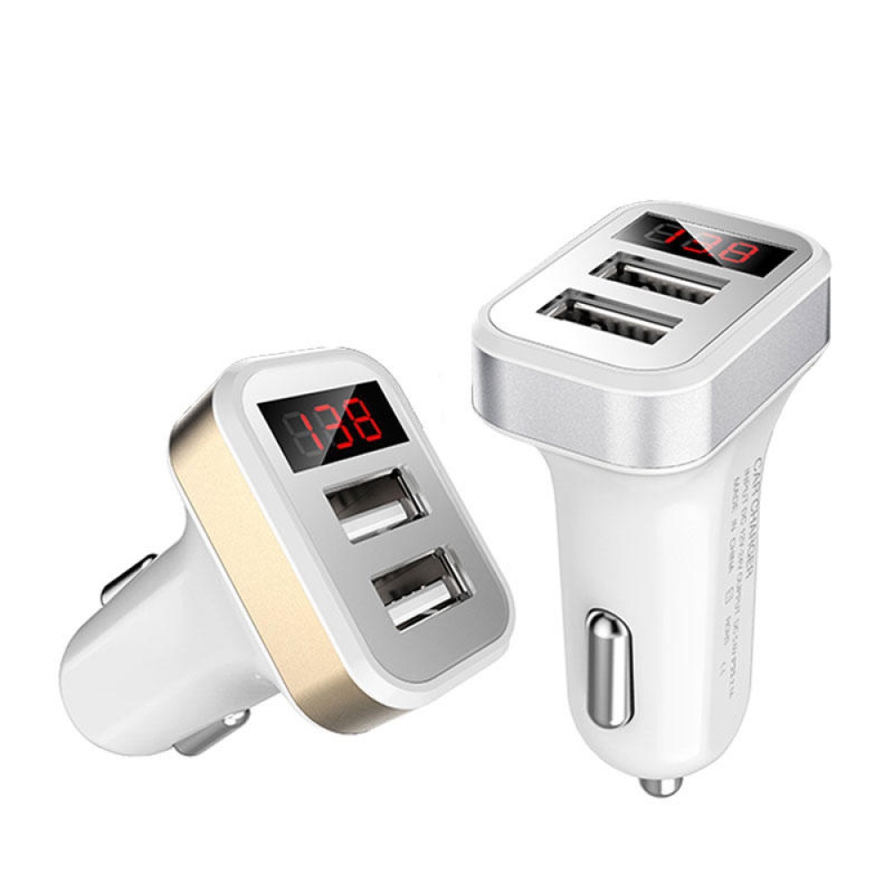 FN05 2.1A Dual USB Ports Smart Current LED Display Car Charger for iPhone 8 MIX 2 Samsung S8 - Silver - Image 2