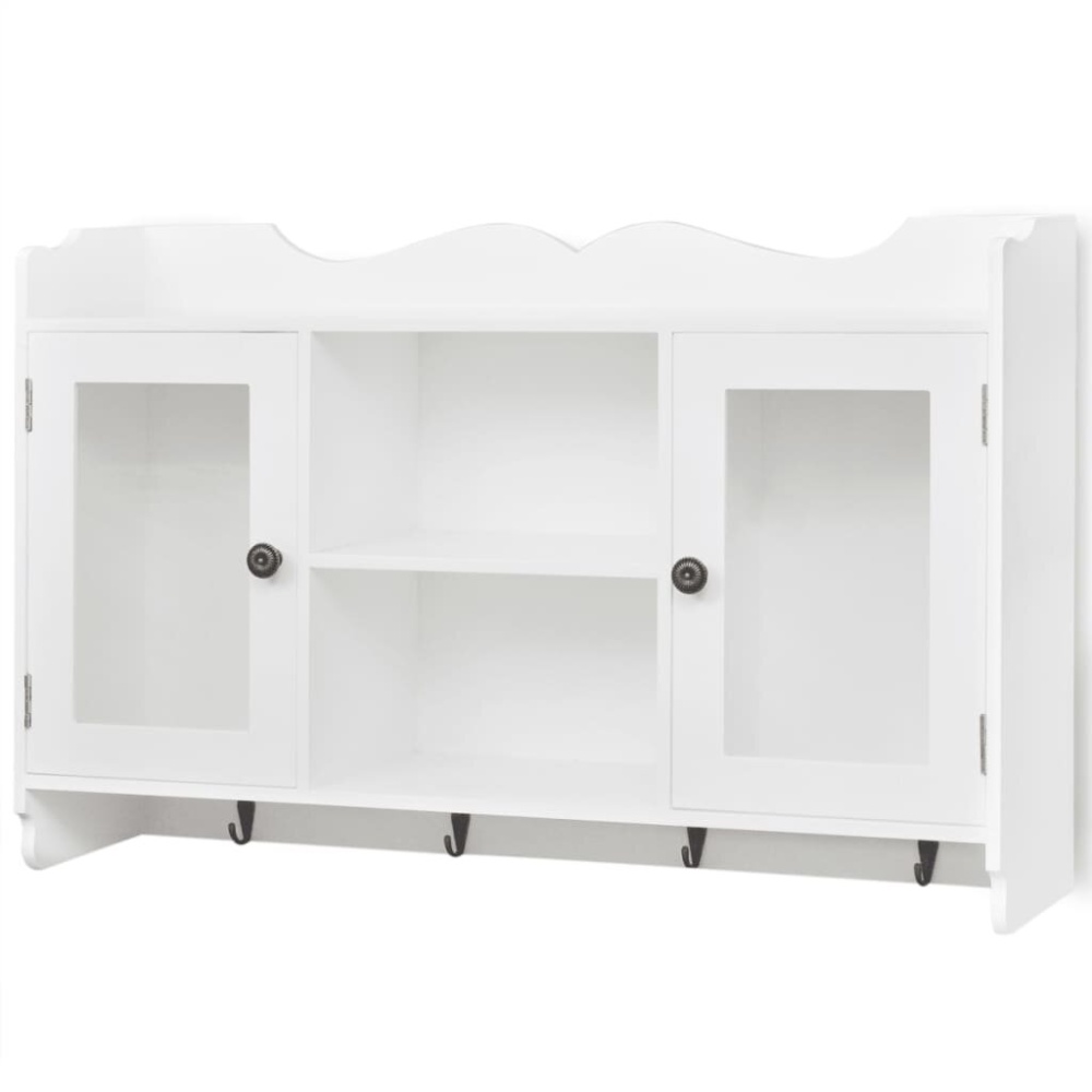 White MDF Wall Cabinet Display Shelf Book/DVD/Glass Storage - Image 2